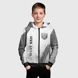 Толстовка на молнии детская West Ham - white gradient вертикально, цвет: 3D-черный — фото 2