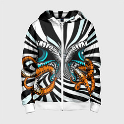 Толстовка на молнии детская Глаз и щупальца, цвет: 3D-белый