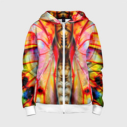 Толстовка на молнии детская Разворот бабочки, цвет: 3D-белый