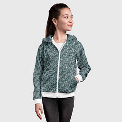 Толстовка на молнии детская Холодный синий паттерн искажённые спирали, цвет: 3D-белый — фото 2