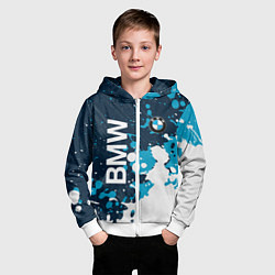 Толстовка на молнии детская Bmw брызги, цвет: 3D-белый — фото 2