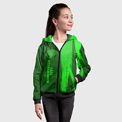 Толстовка на молнии детская Manchester City - green gradient по-вертикали, цвет: 3D-черный — фото 2