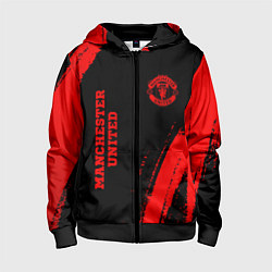 Толстовка на молнии детская Manchester United - red gradient вертикально, цвет: 3D-черный