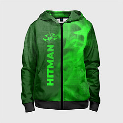 Толстовка на молнии детская Hitman - green gradient по-вертикали, цвет: 3D-черный