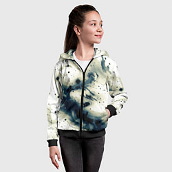 Толстовка на молнии детская Бежевый и тёмно-синий космическая абстракция, цвет: 3D-черный — фото 2