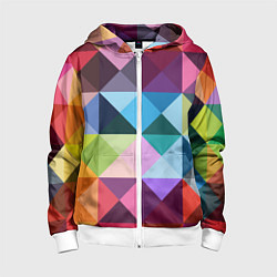 Толстовка на молнии детская Цветные квадраты, цвет: 3D-белый
