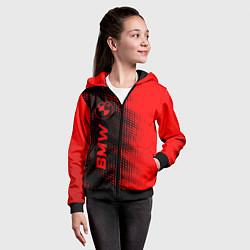 Толстовка на молнии детская BMW - red gradient по-вертикали, цвет: 3D-черный — фото 2