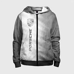Толстовка на молнии детская Porsche - white gradient по-вертикали, цвет: 3D-черный