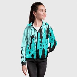 Толстовка на молнии детская Чёрно-голубой абстракция, цвет: 3D-черный — фото 2