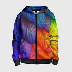 Детская толстовка на молнии Радужные перья попугая