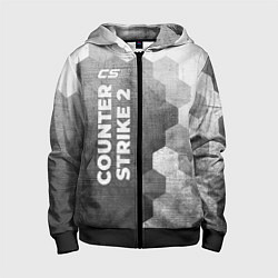 Толстовка на молнии детская Counter Strike 2 - grey gradient по-вертикали, цвет: 3D-черный