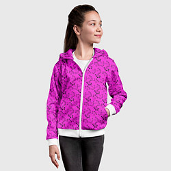 Толстовка на молнии детская Ягодная поляна неоновый малиновый, цвет: 3D-белый — фото 2
