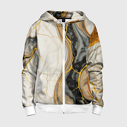 Детская толстовка на молнии Золотистые прожилки в мраморе