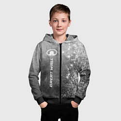 Толстовка на молнии детская Great Wall - grey gradient по-вертикали, цвет: 3D-черный — фото 2