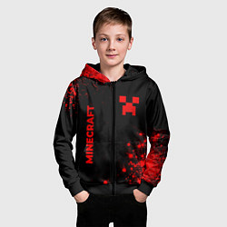 Толстовка на молнии детская Minecraft - red gradient вертикально, цвет: 3D-черный — фото 2