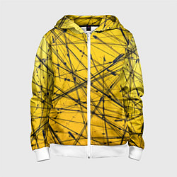 Детская толстовка на молнии Черные штрихи на желтом
