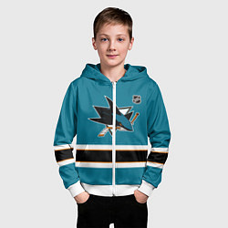Толстовка на молнии детская Сан Хосе Шаркс хоккей, цвет: 3D-белый — фото 2