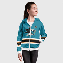 Толстовка на молнии детская Сан Хосе Шаркс хоккей, цвет: 3D-белый — фото 2