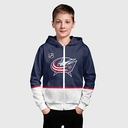 Толстовка на молнии детская Коламбус Блю Джекетс хоккей, цвет: 3D-белый — фото 2