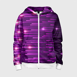 Толстовка на молнии детская Цветные светящиеся полосы, цвет: 3D-белый