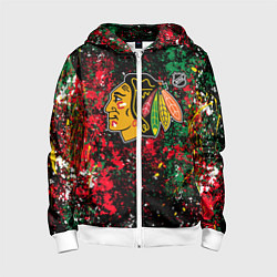 Толстовка на молнии детская Chicago Blackhawks NHL black, цвет: 3D-белый
