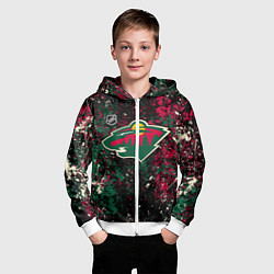 Толстовка на молнии детская Minnesota Wild NHL black, цвет: 3D-белый — фото 2