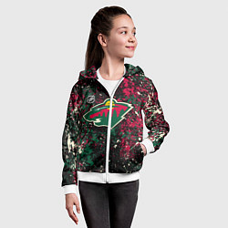 Толстовка на молнии детская Minnesota Wild NHL black, цвет: 3D-белый — фото 2