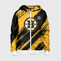 Толстовка на молнии детская Бостон Брюинз - брызги краски, цвет: 3D-белый