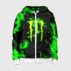 Детская толстовка на молнии Monster energy кислотное лого огонь