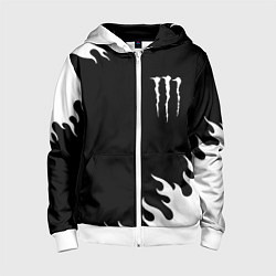 Детская толстовка на молнии Monster energy белый огонь