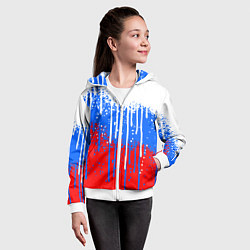 Толстовка на молнии детская Патриот - флаг, цвет: 3D-белый — фото 2