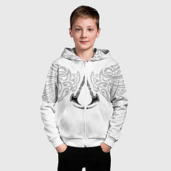 Толстовка на молнии детская Ассасин Крид - узор ворон, цвет: 3D-белый — фото 2