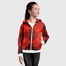 Толстовка на молнии детская Красно-черная кожа дракона, цвет: 3D-белый — фото 2