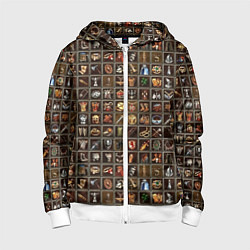 Толстовка на молнии детская Артефакты меча и магии, цвет: 3D-белый