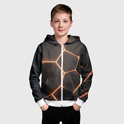 Толстовка на молнии детская Серая текстура из сот, цвет: 3D-белый — фото 2