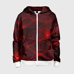 Детская толстовка на молнии Красные полигоны с неоном