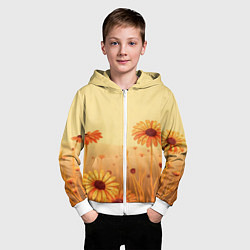 Толстовка на молнии детская Цветы на закате, цвет: 3D-белый — фото 2
