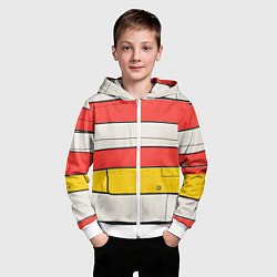 Толстовка на молнии детская Красные полоски, цвет: 3D-белый — фото 2