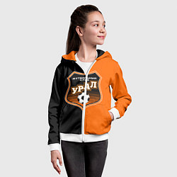 Толстовка на молнии детская ФК Урал - оранжево черные, цвет: 3D-белый — фото 2
