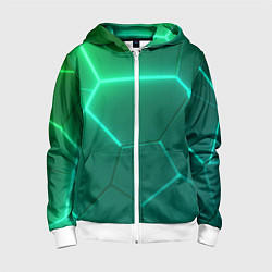 Детская толстовка на молнии Зеленые неоновые плитки