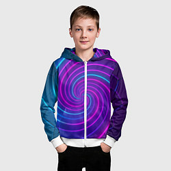 Толстовка на молнии детская Сине-фиолетовая спираль, цвет: 3D-белый — фото 2