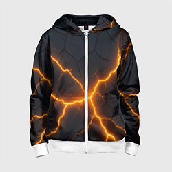 Толстовка на молнии детская Молнии и черные плиты, цвет: 3D-белый