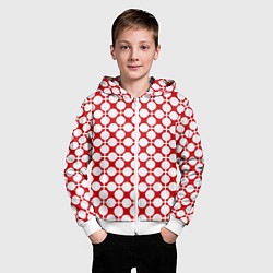 Толстовка на молнии детская Красно белый узор в клетку и горох, цвет: 3D-белый — фото 2