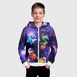 Толстовка на молнии детская Among Us космос, цвет: 3D-белый — фото 2