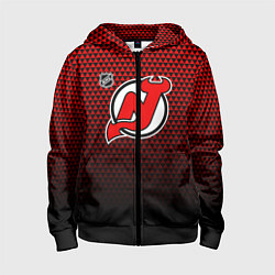 Толстовка на молнии детская Нью Джерси Девилз - красный градиент, цвет: 3D-черный