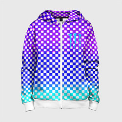 Детская толстовка на молнии Monster шахматная клетка градиент
