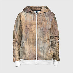 Толстовка на молнии детская Стимпанк элементы, цвет: 3D-белый