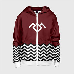 Толстовка на молнии детская Твин Пикс - лого, цвет: 3D-белый