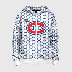 Толстовка на молнии детская Монреаль Канадиенс - белые соты, цвет: 3D-белый