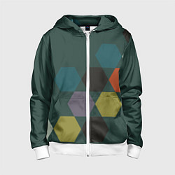 Детская толстовка на молнии Кластер зеленая ночь